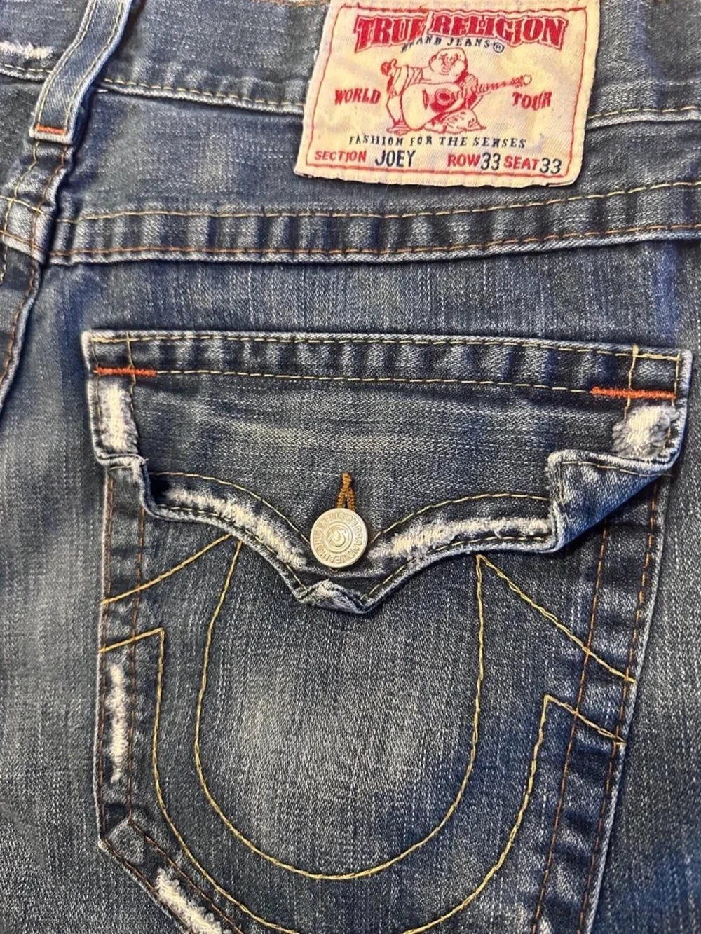 True Religion Men’s Joey Bootcut Jeans with Distressed Detail 33 x 33